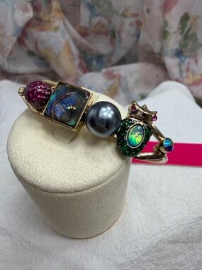 Betsey Johnson Multicolor Statement Bracelet with Pearl & Gem Accents